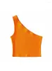 Camisoles & Tanks One Shoulder Cropped Top Women Summer Sleeveless Camis Sexy Oblique Collar Elastic Corset Slim Crop Tops Tube Lady