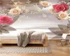 Wallpapers Custom 3d Flower Wallpaper Delicate Rose White Drum Landscape Painting Romantic Interior Decoration Silk Mural