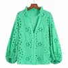 T-shirt Femme Chemise En Dentelle Évider Broderie Blouse Blanc Bleu Vert Rose Rose Vêtements D'été Moderne Fille Blusa Tops 230714