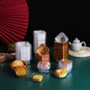 Geschenkverpakking 100 stks Vierkante Maan Cake Dienbladen Mooncake Verpakkingsdoos Gebak Decoratieve Accessoires Gouden Plastic Taartdoos Voor Eigeel Bladerdeeg Dozen x0713