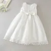 소녀 드레스 출생 아기 드레스 1 세 침례 흰색 레이스 옷 유아 생일 파티 결혼식 공주 어린이 의류 0-24m
