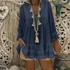 Women's Blouses 2023 Woman Ethnic Casual Chiffon Boho Beach Vacation Style Vintage Loose Lace Splice Long Sleeve Plus Size Shirt