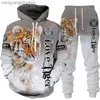 Männer Trainingsanzüge Neue Tier 3D Tiger Gedruckt Hoodie + Hosen Anzug Coole Männer/Frauen 2 Stück Sportwear Trainingsanzug set Herbst Und Winter Herren Kleidung T230714