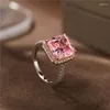 Anelli a grappolo Elegante anello di diamanti con zaffiro rosa da 6 carati Anello di fidanzamento in argento sterling 925 originale per gioielli da donna