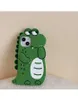Karikatür Yeşil Hayvanlar Silikon Telefon Kılıfı İPhone 14 13 12 11 Pro Max XR XS MAX X Şok geçirmez Sevimli Kauçuk Arka Kapak L230619