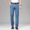 Jeans voor heren Zakelijk merk dunne losse rechte stretch denim broek 2023 lente en zomer mannelijke hoogwaardige klassieke broek