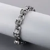 Personality Punk Mens Bracelet Casting Skull Link Chain Bangle Stainless Steel Jewelry for Mens Boys 10mm 8.26inch 70g