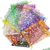 حقائب المجوهرات أكياس أكياس JolemryPouches عرض المجوهرات 100pcsmoon Star Organza صغير عيد الميلاد Dstring حقيبة سحر التغليف dhaar