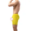Unterhosen Sexy Männer Lange Boxershorts Mesh Seide Transparent Homosexuell Höschen Sissy Slip Nahtlose Unterwäsche Nachtwäsche Boxershorts Trunks Pyjamas