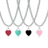 Memnon Heart Jewelry T 925 Sterling Color Silver Pärlor Halsband för halsband Kvinnor runt pärla emalj med rosa grossistblå röd svart