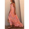 Casual Dresses Spaghetti Strap Dress Elegant Women's Sexy Maxi 2023 Summer Fashion Print Backless Loose African Clothing Vestido