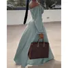 ツーピースドレス女性秋のランタンスリーブオフショルダークロップトップサイドスリットマキシスカートセットロングピース衣装