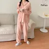 Kvinnors sömnkläder bomull koreansk stil pyjamas uppsättningar för kvinnor hösten pyjamas nightie nattklänning loungewear kvinnlig hemdräkt