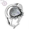 7x9 mm naturalny kamień księżyca Srebro 925 Pierścienie Nowy projekt fantazyjny pierścień dla mężczyzn Women Hurtowe Vintage Wedding Party ROZMIAR 610 L230704