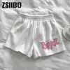 Kvinnors shorts Elastic midja Casual Beach Party Hanbok Size High Letter Cute Printed Sports Shorts Female Summer Y2K 230713