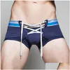 Mutande Mens Dstring Intimo sexy Boxer Pantaloncini di cotone Custodia per pene Progettato da uomo Drop Delivery Apparel Dhsx2