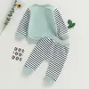 Ensembles de vêtements pour tout-petit bébé garçon 2pcs pantalons d'automne vêtements à manches longues plaquettes et cordon de cordon