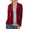 Femmes Vestes Femmes Blazer Simple Boutonnage Double Poches Revers Couleur Unie Manches Longues Boutons Chauds Col Cranté Lâche Automne Manteau Pour