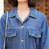 Casual Kleider 2023 Frühling Lange Denim Kleid Frauen Hülse Hemd Lose Taste Poclets Übergroße Jeans