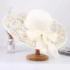 Cappelli larghi brim-brim-beach Hat Hat Travel Holiday Sun Shade Sun Shade Sun Cap Summer Lady Pagning Women Women Anti-Ultraviolet Caps H6842