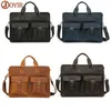 Briefcases JOYIR Vintage Mens Genuine Leather Briefcase Crazy Horse Messenger Bag Male 156" Laptop Business Travel 230713