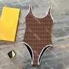 SWOM PROJEKT MARKA Women Bikini Letter Fashion Monokini Brown Kathing garnitur wyściełane pływanie seksowne noszenie kobiece body