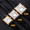 Neue Top Luxus Damen Designer Tank Serie Casual Gold Uhr 32mm 27mm 24mm Damen Echtleder Quarz Montres Ultra dünn 8014 Wri2493