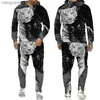 Survêtements pour hommes Le tigre imprimé en 3D Sweat à capuche pour hommes Ensemble survêtement / pull / pantalon pour hommes Lion Sportswear Automne Hiver Costume Homme T230714