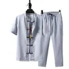 Costumes pour hommes costume Mao Tang 2023 été Chinoiserie Vintage mince coton lin décontracté ample polyvalent à manches courtes