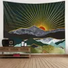 Tapisserie Wandteppich im japanischen Stil, abstrakter bemalter Wal, Sonnenuntergang, Bergwald, Hippie-Mandala-Landschaft, hängender Teppich 230714