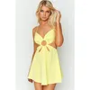 Robes décontractées FUFUCAILLM Y2k Mini robe jaune évider col en V robe d'été Fairycore élégant dos nu femmes vacances plage fête Vestidos