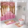 Shower Curtains Waterproof Bathing Shower Curtain Set with Toilet Covers Bath Mat for Bathroom Non-slip Rug Carpet Bathroom Accessories