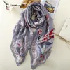 luxury- Scarf Classical Skull Pattern Scarf 110g Oversized 180 90CM New Silk Satin Women Bandanas Girls Beach Sunblock Scarves A18185E