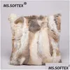 وسادة حالة Ms.Softex الطبيعية الفراء الحالات الحقيقية الأرنب إيه ناعم الفخامة وسادة المنزل الديكور T200601 إسقاط تسليم حديقة المنسوجات ب dh1ds