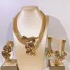 Halsband örhängen set brasilien guld smycken kvinnor pläterade strassarmband för damer fest lyxbröllop