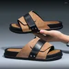 Slippers Men's Summer Outdoor Casual One Sole Eva Frosted Leather One Word Business Sandal 2023