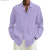 Men's Casual Shirts Spring Men Shirts Loose Linen Solid Long Sleeve Turn-Down Collar Button Retro Autumn Shirt For Male Blouse Sexy Tops Wholesale T230714