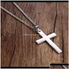 Pendant Necklaces Fashion Stainless Steel Necklace For Men Women Gold Sier Black Link Chain Jesus Cross Prayer Jewelry Cefdh Zi6Pf D Dhtue