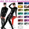 Sexy Women Men Catwoman Tights Bodysuit Costumes 15 Color Shiny Lycra Metallic Cat Catsuit Costume Unisex Full Outfit Halloween Pa283d