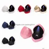 Gift Wrap Led Heart-Shaped Jewelry Organizer Ring Box Display Storage Decoration Necklace Boxes Pendant Bag Birthday Earring Dhnlr