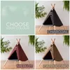 Small Animal Supplies ZK40 Pet Teepee Dog Cat Bed White Canvas Cute House Portable Washable Tents for Puppy Kitten 230713