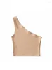 Camisoles & Tanks One Shoulder Cropped Top Women Summer Sleeveless Camis Sexy Oblique Collar Elastic Corset Slim Crop Tops Tube Lady