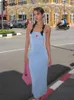 Urban Sexy Dresses Absobe Tryckt Y2K Axless Maxi Dres ärmlös bh Slim Wrap Hip Long Tie Casual Outfit Streetwear 230713