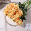 Fiori decorativi Bouquet di rose Fiore di seta Plastica Artificiale Singolo Soggiorno Decorazione Tavolo asciutto 10pz