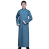 Ethnische Kleidung Männliche Cheongsam Robe Chinesischen Stil Kostüm Mandarin Langes Kleid Traditionelle KleidungTang Anzug Kleid Männer