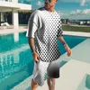 Męski strój męski Summer Summer Shirt Thirt Modna moda 2 -częściowa streetwear 3D Printed Sports Beach Shorts Sportswear 230714