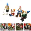 Decorações de Jardim 4 Pçs Arranjo de Flores Anão Gnomo Resina Layout de Cena de Jardim Adereço Ornamento de Gramado Estátua Ao Ar Livre Adorno Bonsai Decoração de Fadas L230714