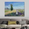 Arte em tela Impressionista The Walk Argenteuil Claude Monet Pintura de paisagem Feito à mão Decoração romântica para casa