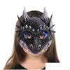 Party Masks Halloween For Kids Dragon Design Child Boys Girls Red Blue Green Black Dinosaur Cosplay Supply Drop Delivery Home Garden Dhoxq