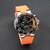 Armbanduhren Aquis Tiefenmesser Chronograph Quarz Herrenuhr Keramik Lünette Schwarzes Zifferblatt Orange Kautschukarmband Luxus 2023 Puretime